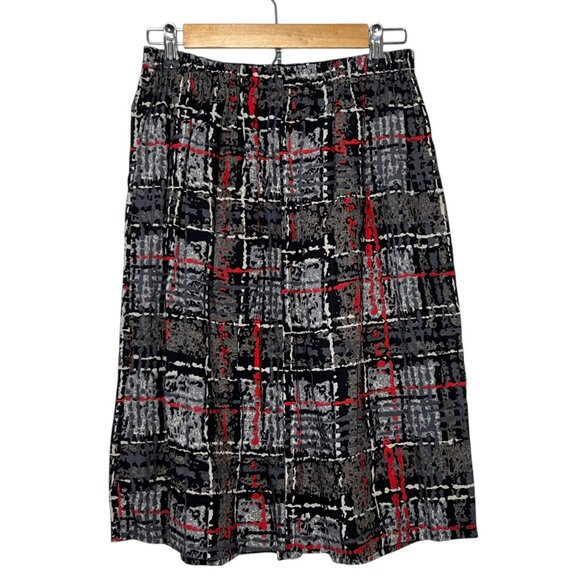 Vintage Artsy Midi Skirt Indie Prep Teacher Academic Plaid Cyber Goth Size XS - Picture 2 of 6